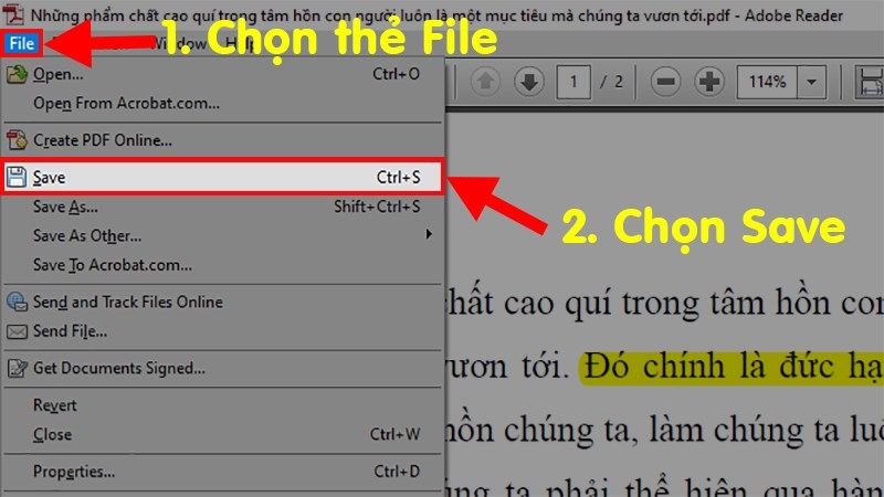 Lưu file pdf vừa highlight