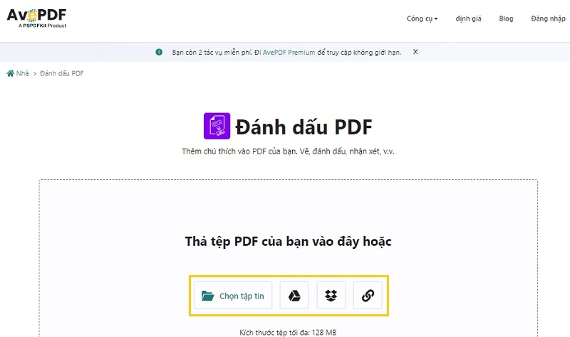 Thả tệp cần đánh dấu, highlight.