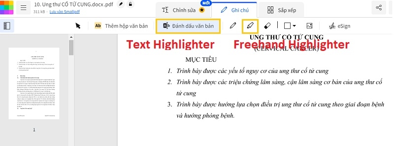 Chọn kiểu highlight.