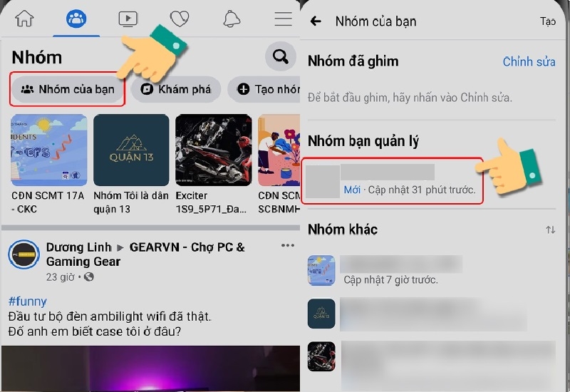 Chọn nhóm cần đổi tên.