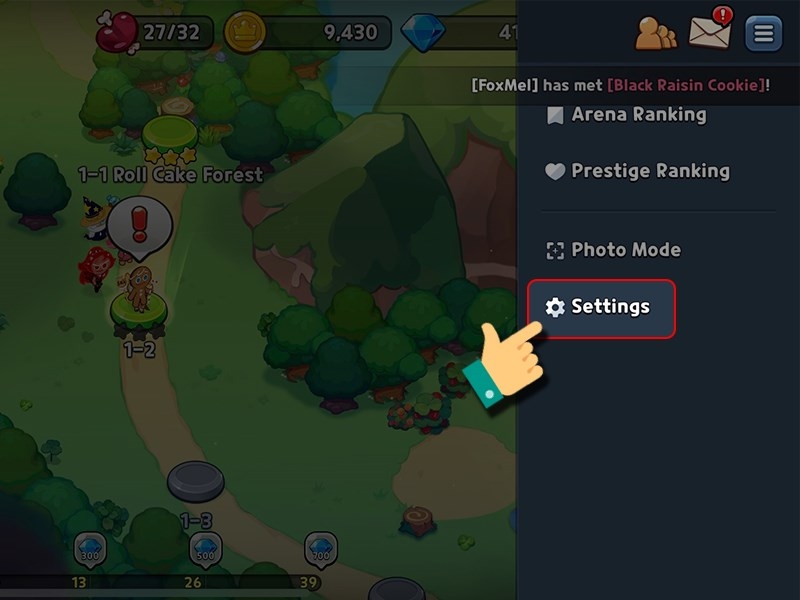 Tiếp tục chọn Settings.