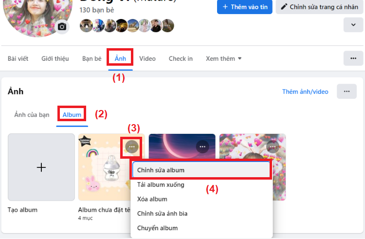 Cách ẩn ảnh trên Facebook bằng PC 5
