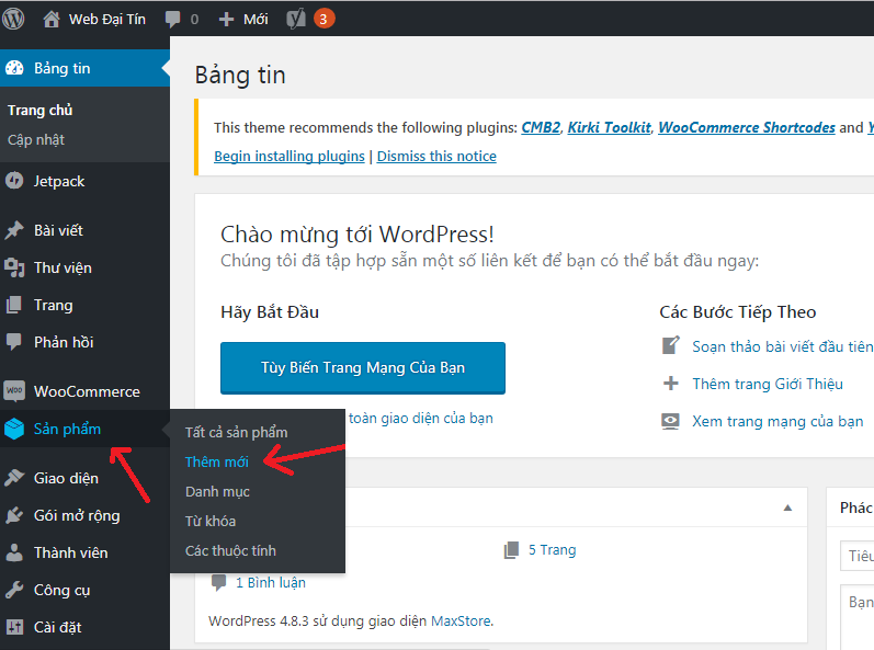 Sử dụng WooCommerce quản lý sản phẩm
