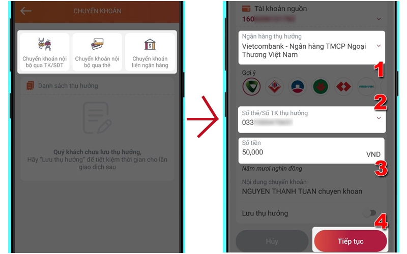 Hướng dẫn cách chuyển tiền qua điện thoại Agribank (Ảnh 7)