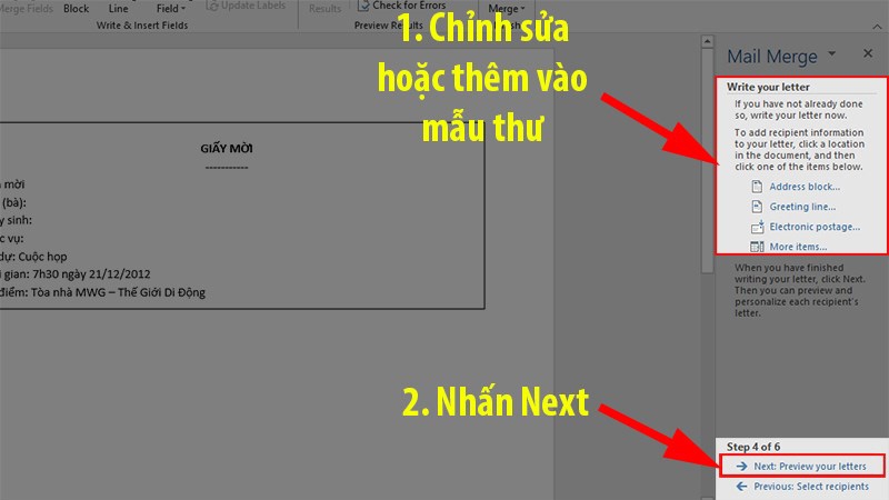 Cách trộn thư trong Word (Ảnh 7)