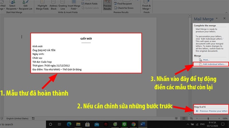 Cách trộn thư trong Word (Ảnh 9)