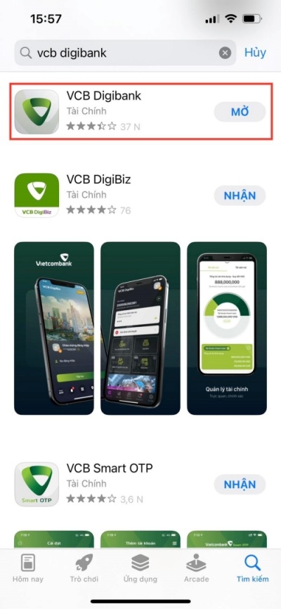Tra cứu số tài khoản Vietcombank bằng&nbsp;VCB Digibank (Bước 1)