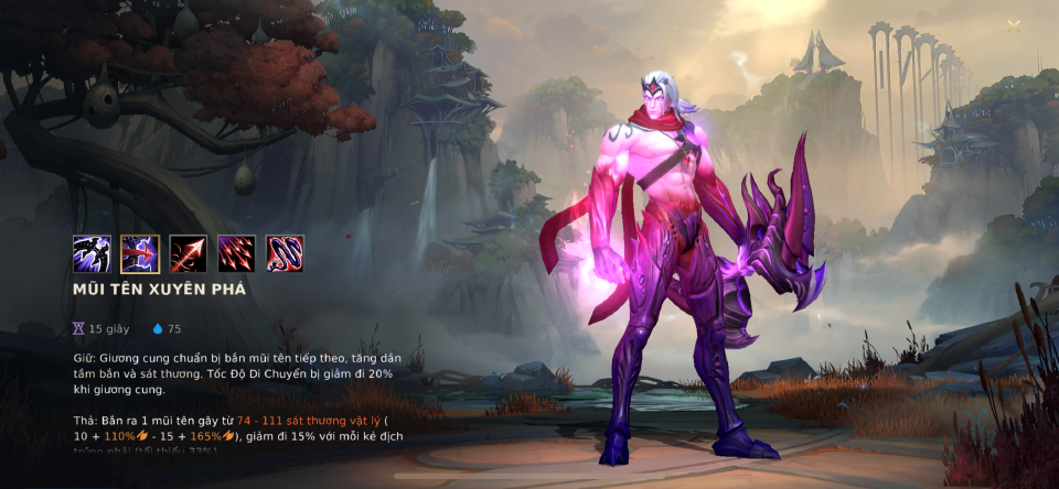 Kỹ năng Varus Tốc Chiến - Mũi tên xuyên phá