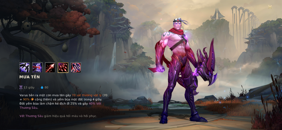 Kỹ năng Varus Tốc Chiến - Mưa tên