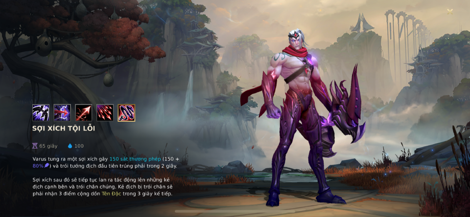 Kỹ năng Varus Tốc Chiến - Sợi Xích Tội Lỗi