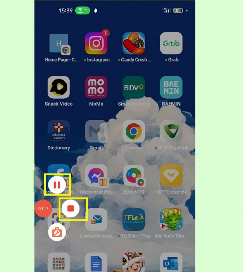 Kết thúc quay màn hình bằng AZ Screen Recorder