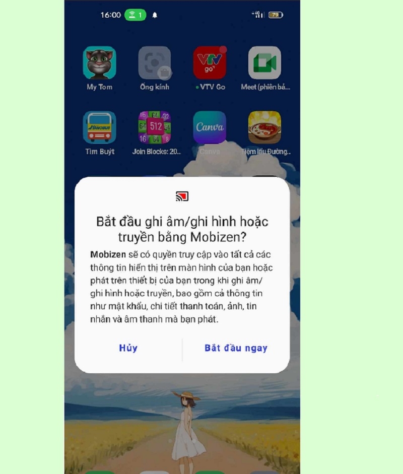 Bắt đầu quay màn hình bằng Mobizen
