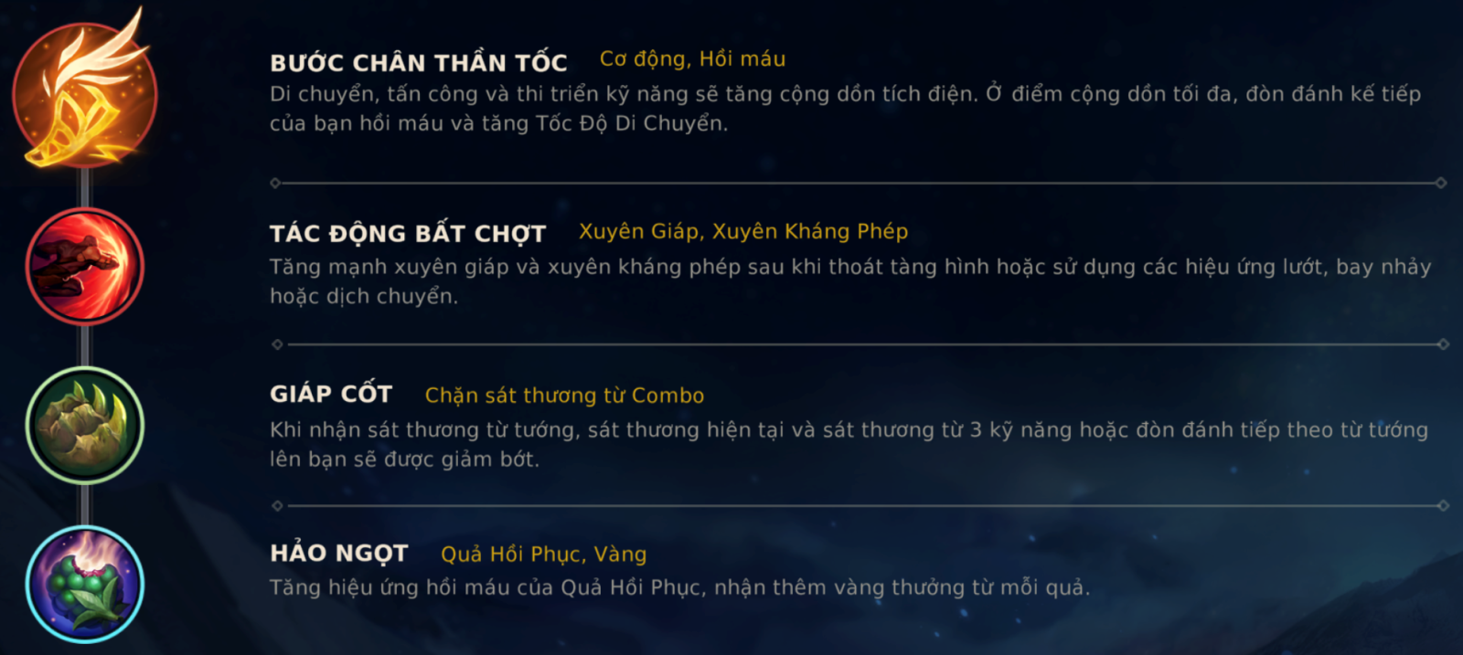 Bảng ngọc Akali Tốc Chiến
