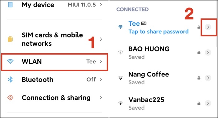 Vào Cài đặt và chọn mạng wifi