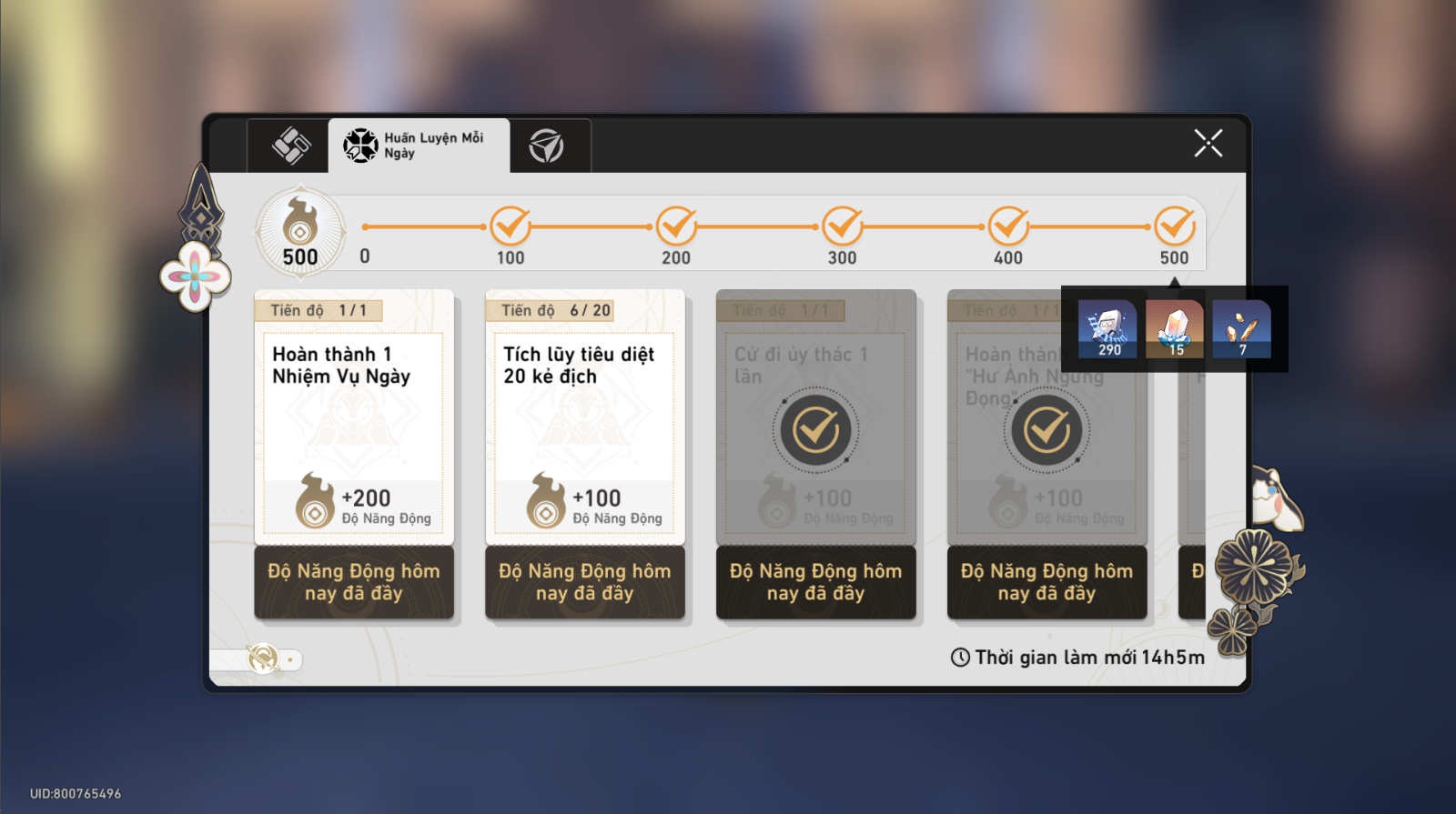 Huấn Luyện Mỗi Ngày trong Honkai Star Rail