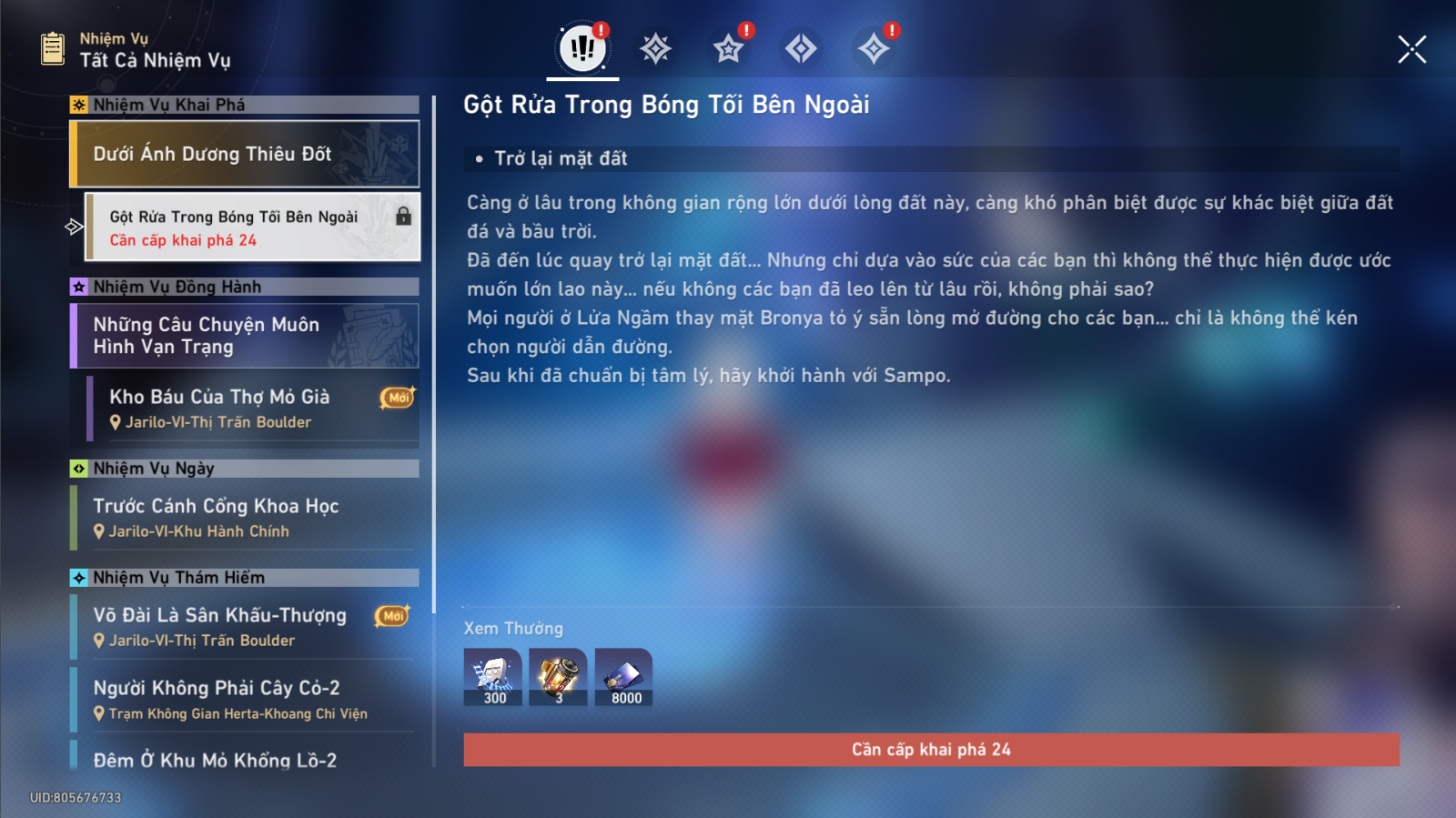 Hệ Thống Nhiệm Vụ trong Honkai Star Rail