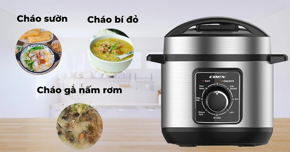 Nấu cháo dinh dưỡng bằng nồi áp suất: 5 - 10 phút