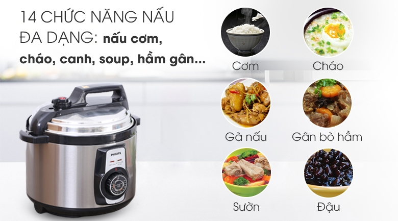 Nồi áp suất điện Philips nhiều chế độ nấu