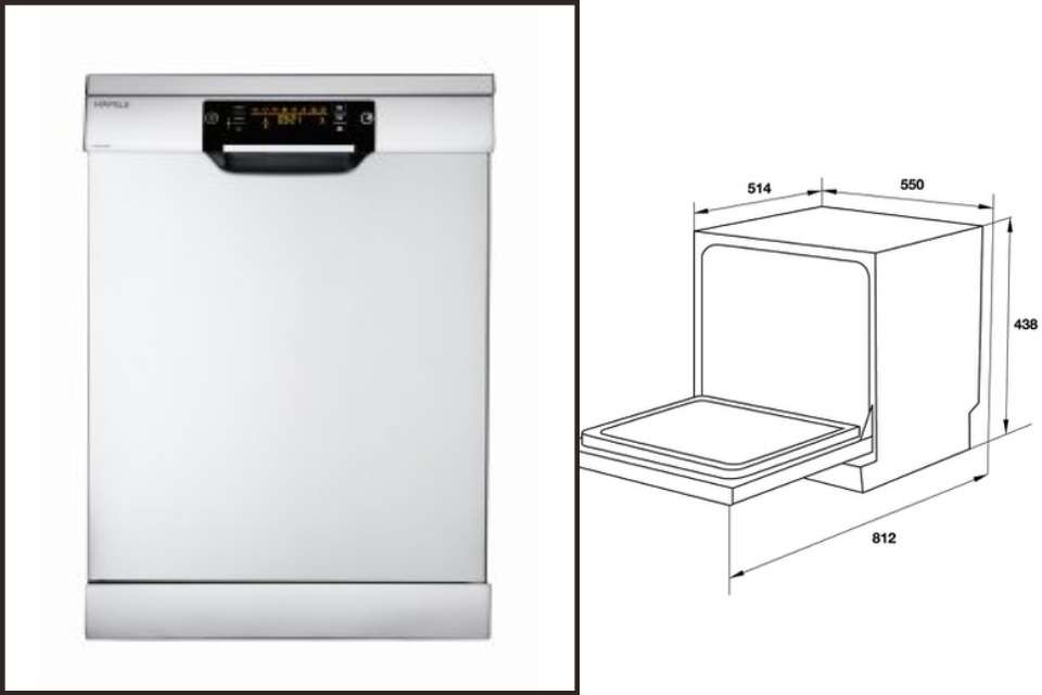 Kích thước máy rửa bát mini 6 bộ Hafele HDW-T50B (539.20.600)