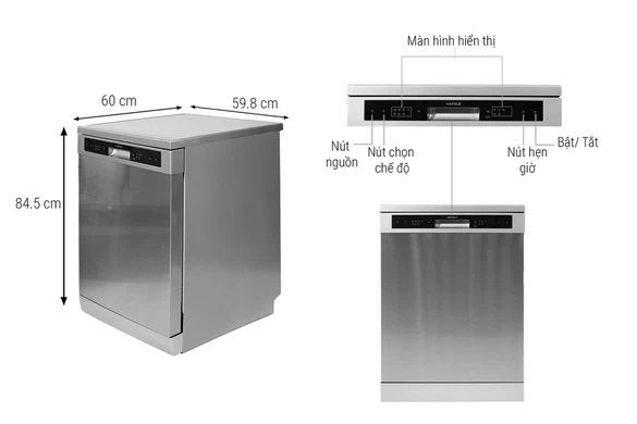 Kích thước máy rửa bát độc lập 12 bộ Hafele HDW-F60G (535.29.590)