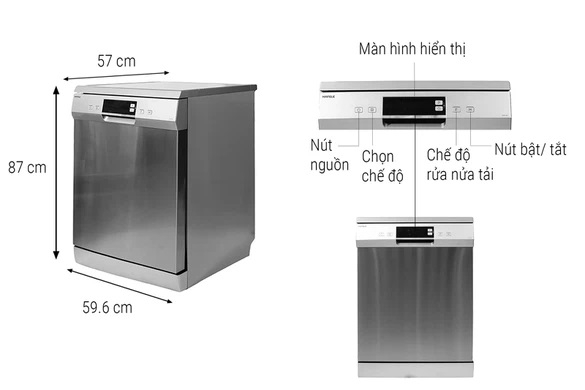 Kích thước máy rửa bát độc lập 15 bộ Hafele HDW-F60C (533.23.200)
