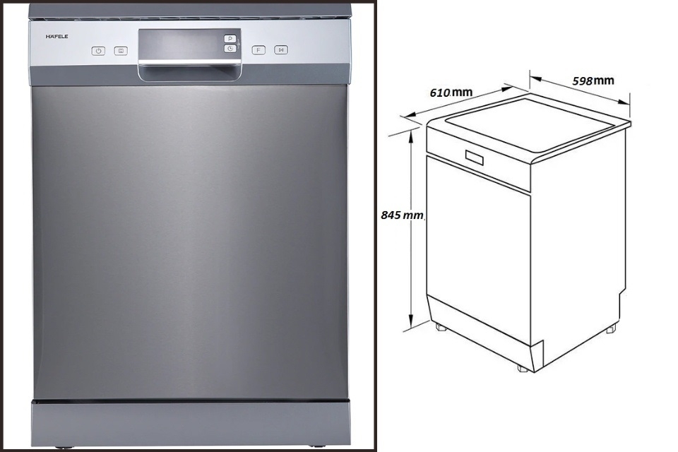 Kích thước máy rửa bát độc lập 15 bộ Hafele HDW-F60E (538.21.200)