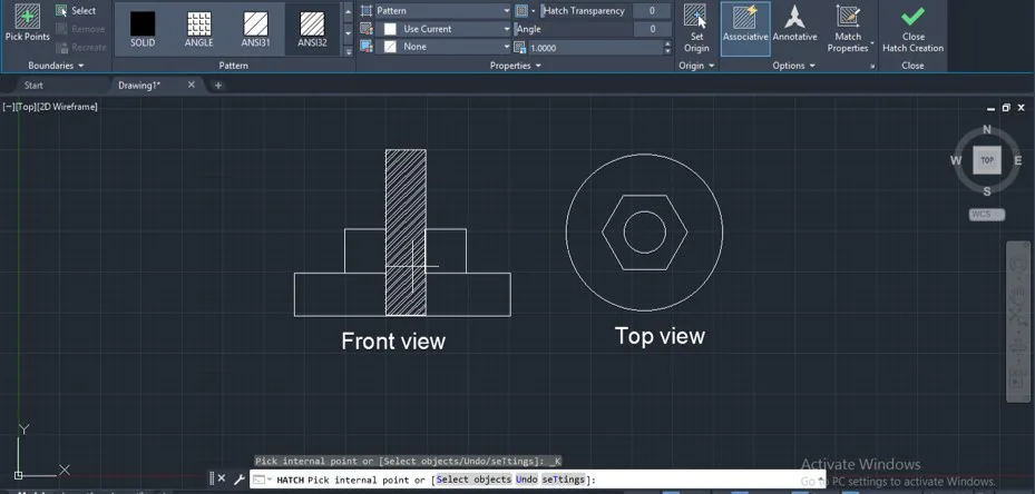 Cách sử dụng lệnh Hatch trong CAD (Bước 4)