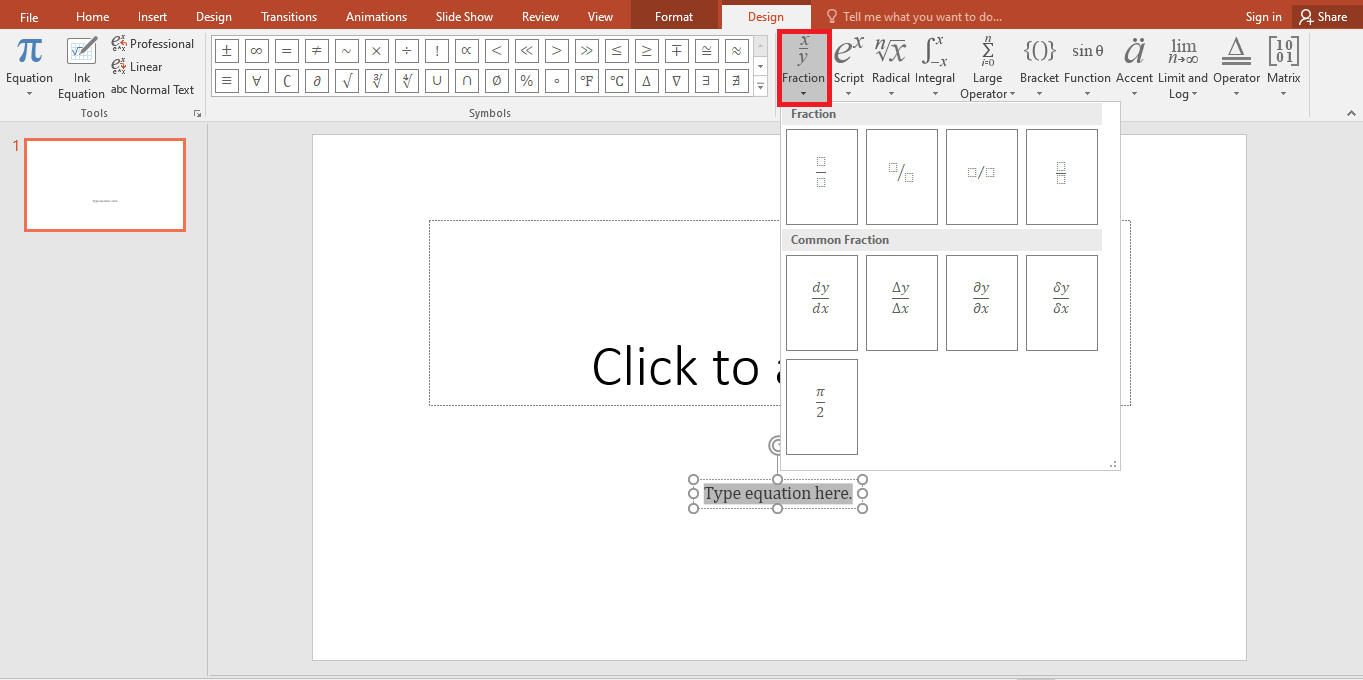Cách viết phân số trong Powerpoint tại mọi phiên bản 3