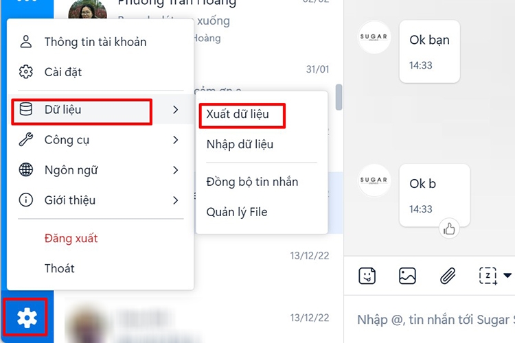 Cách sao lưu tin nhắn Zalo PC
