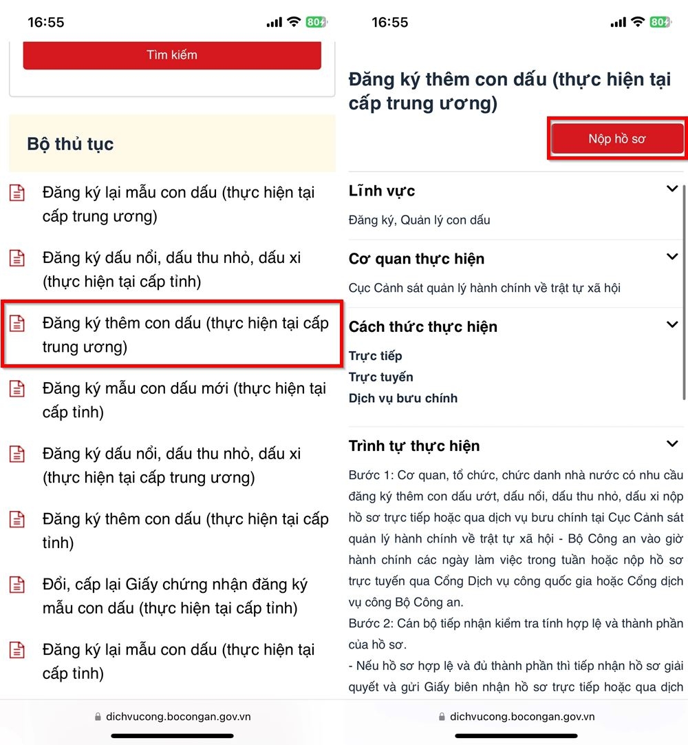 Cách đăng ký thêm con dấu online 4