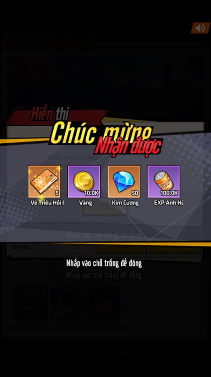 Nhận phần thưởng thành công