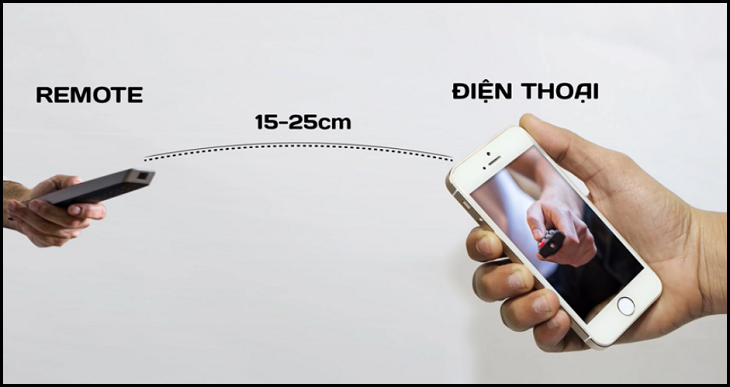 Đặt remote phía sau camera của điện thoại