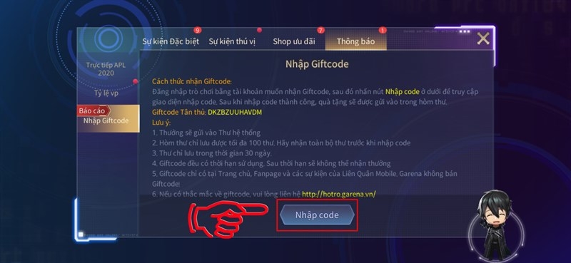 mobile - Full code Liên Quân Mobile mới nhất 09/2024 Huong-dan-nhap-giftcode-lien-quan-chi-tiet-nhat5-800x369