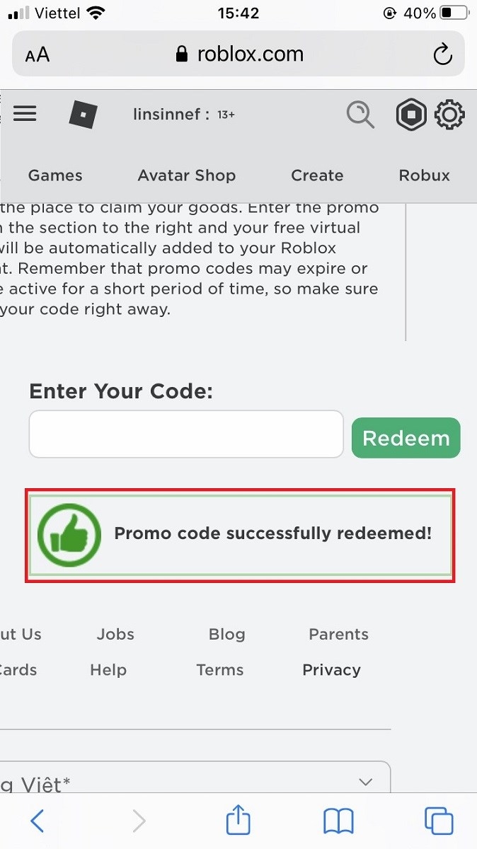 nhập code roblox - hình 3