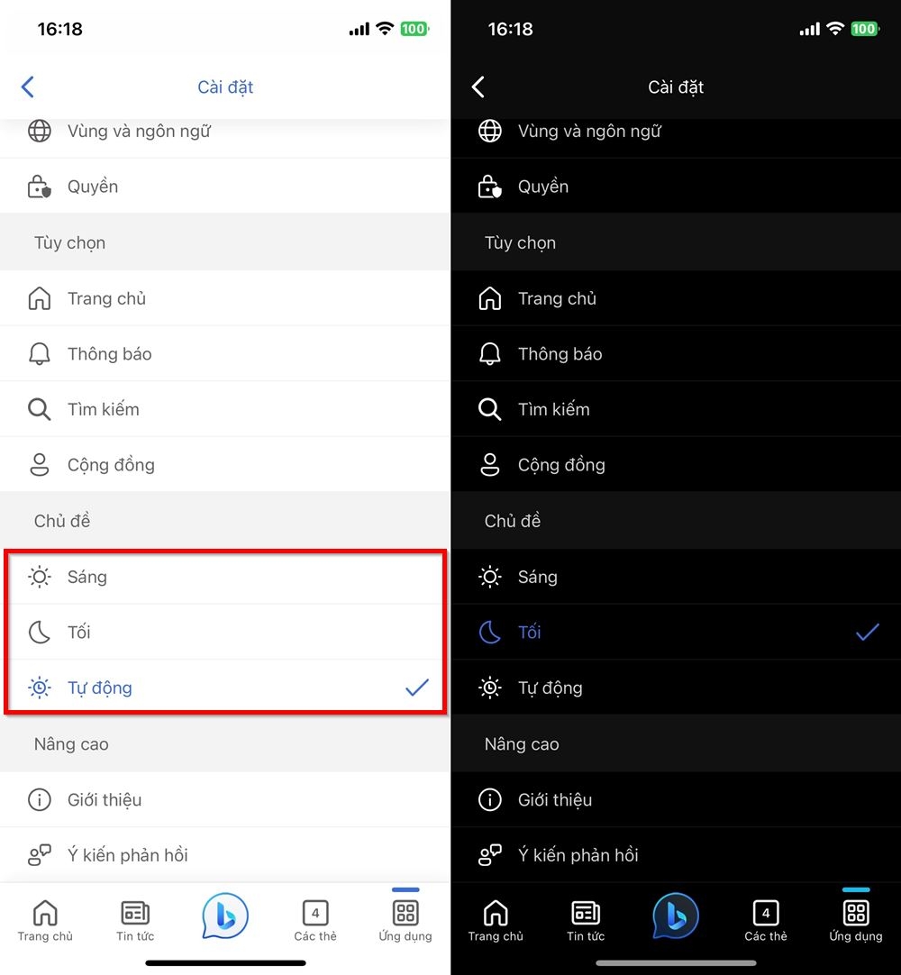 Cách bật chế độ Dark Mode trên Bing AI 2