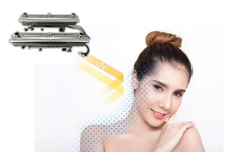 Không nhìn, tiếp xúc với đèn UV để tránh hại da, tổn thương mắt