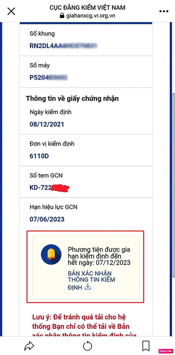 Hướng dẫn kiểm tra và in giấy gia hạn đăng kiểm ô tô (ảnh 4)