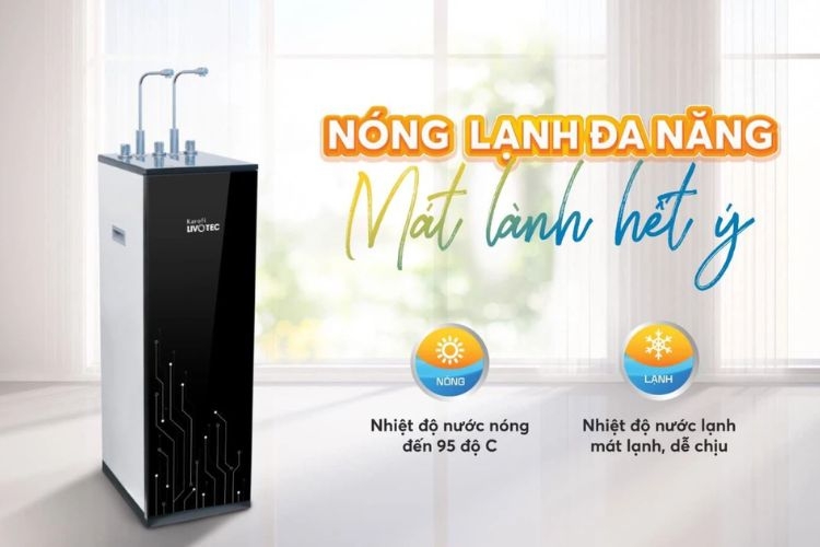 Máy lọc nước nóng lạnh Karofi Livotec 612 với kiểu dáng tinh tế và nhỏ gọn