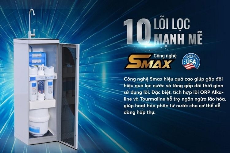 Máy lọc nước Karofi 10 lõi KAQ-O07 trang bị 10 lõi lọc mạnh mẽ
