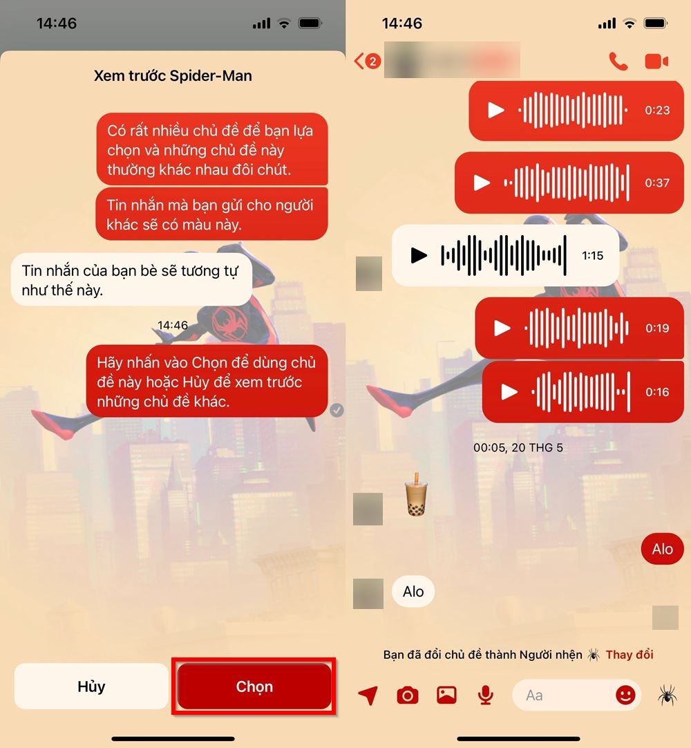 Cách đổi chủ đề Spider-Man trên Messenger 3