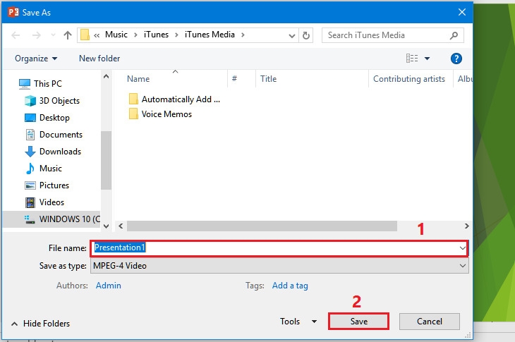 Lưu lại tên video 