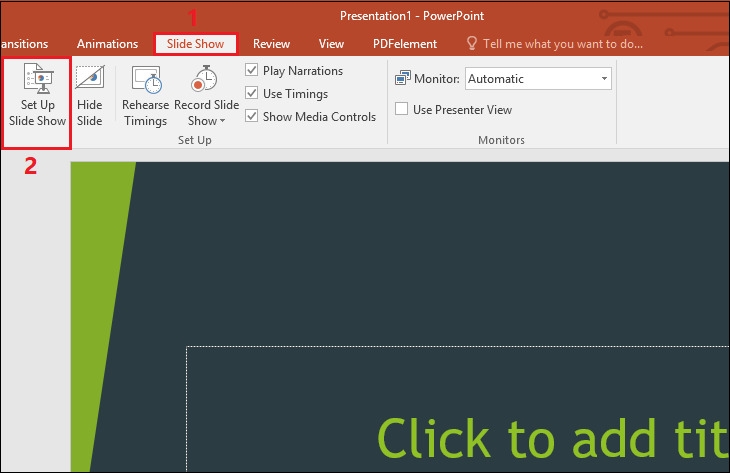 Nhấn vào Set Up Slide Show