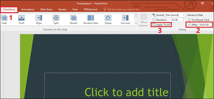 Click Apply To All, slide sẽ được lặp lại một cách tự động
