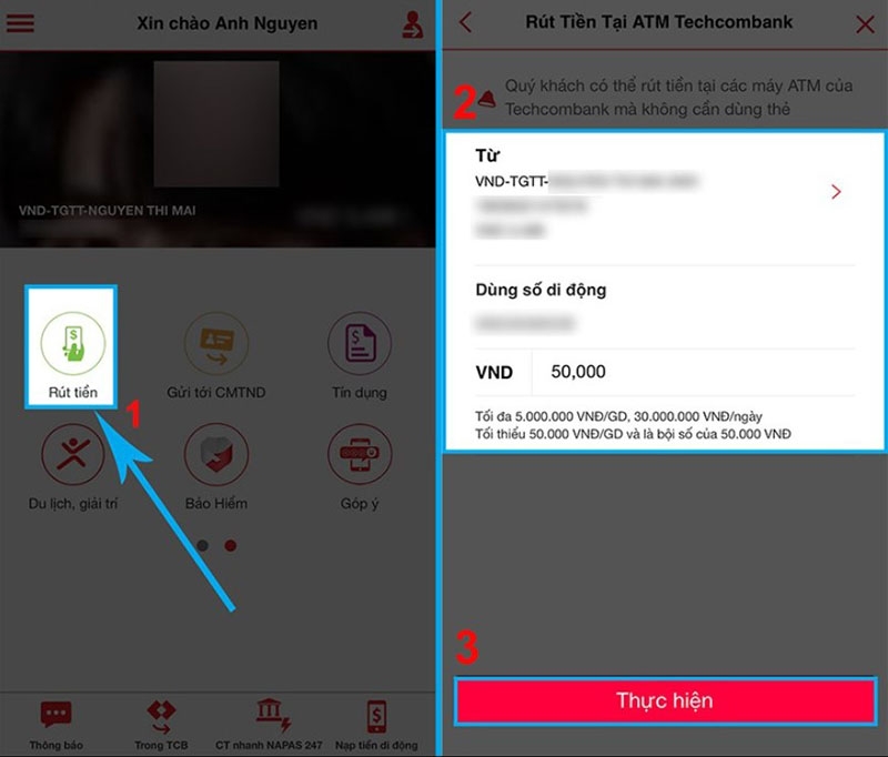 Cách rút tiền không cần thẻ Techcombank (Ảnh 4)