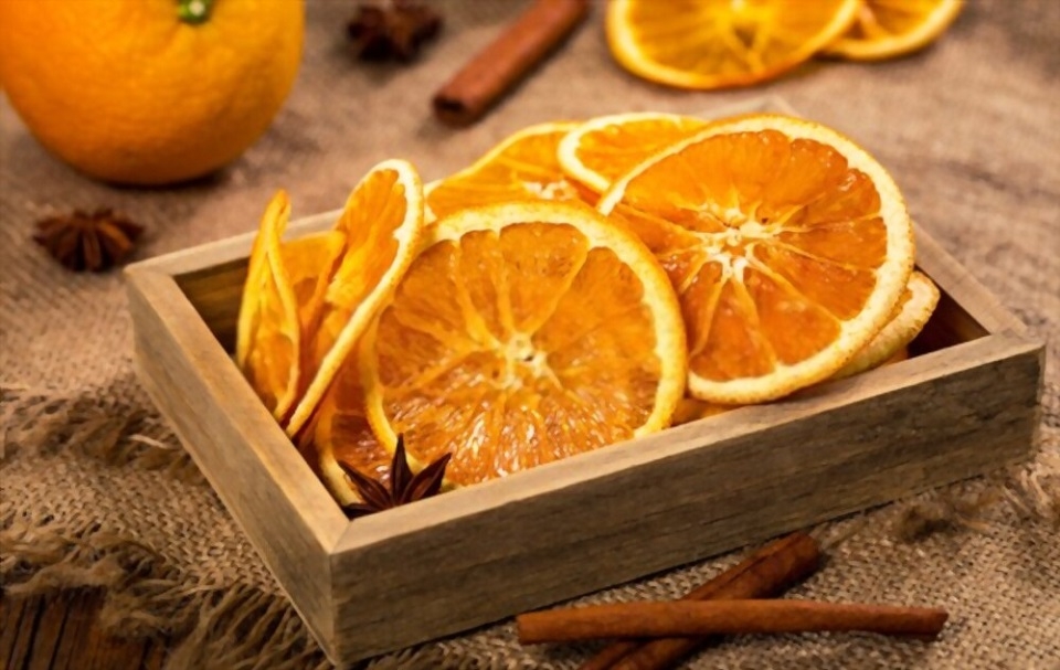 Thành phẩm cam sấy khô bằng lò nướng