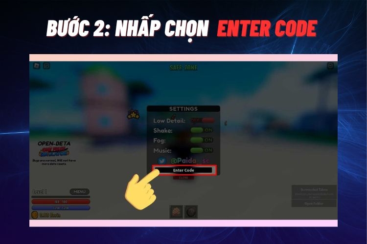 Nhập mã vào hộp văn bản Enter Code