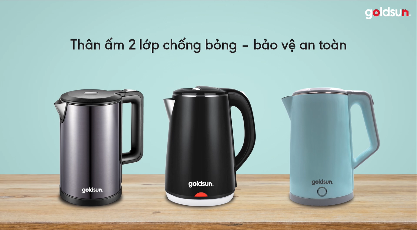 Ấm siêu tốc Goldsun có thiết kế thời trang, cao cấp