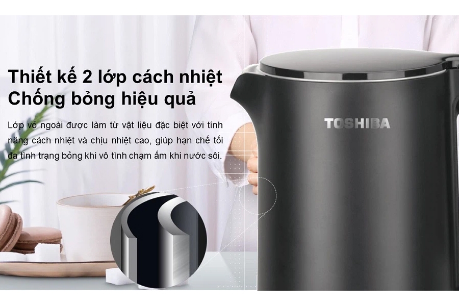 Ấm siêu tốc mini nào tốt: Toshiba 1.5 lít KT-15DS1NV