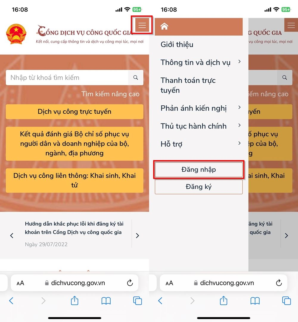 Cách liên kết tài khoản ngân hàng với Cổng Dịch vụ công Quốc gia 1