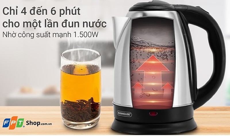 Ấm siêu tốc 2 lít loại nào tốt: Sunhouse SHD1182